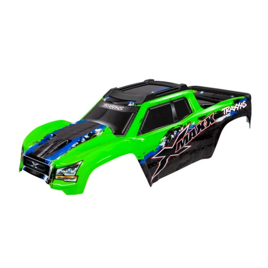 BODY, X-MAXX, GREEN (PAINTED, DECALS APPLIED) (AS