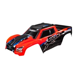 Body, X-Maxx, Red (Painted, Decals Applied) (Assembled With Front & Rear Body Mounts, Rear Body Support, And Tailgate Protector)