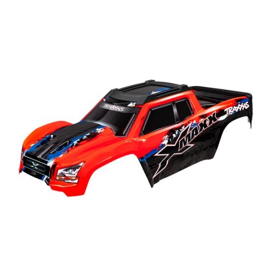 BODY, X-MAXX, RED (PAINTED, DECALS APPLIED) (ASSEMBLED WITH FRONT & REAR BODY MOUNTS, REAR BODY SUPPORT, AND TAILGATE PROTECTOR)