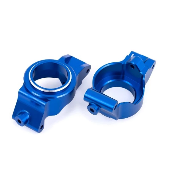 Caster blocks (c-hubs), 6061-T6 aluminum (blue-anodized), left & right