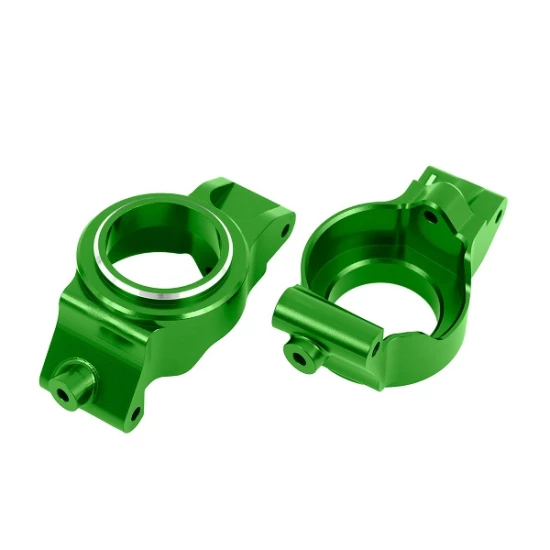 Caster blocks (c-hubs), 6061-T6 aluminum (green-anodized), left & right