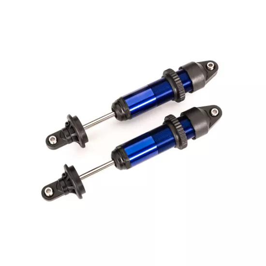 Shocks, GTX, medium (aluminum, blue-anodized) (fully assembled w/o springs) (2)