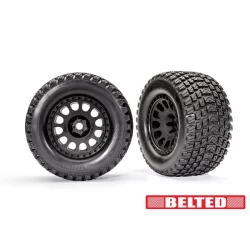 Tires & wheels, assembled, glued (XRT Race black wheels, Gravix belted tires, dual profile (4.3' outer, 5.7' inner), foam inserts) (left & right)
