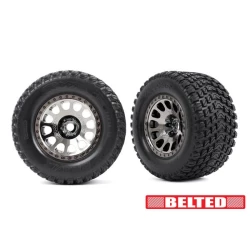 Tires & wheels, assembled, glued (XRT Race black chrome wheels, Gravix belted tires, dual profile (4.3' outer, 5.7' inner) foam inserts) (left & right)