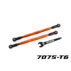 Toe links, front (tubes orange-anodized, 7075-t6 aluminum, stronger than titanium) (2) (for use with #7895 x-maxx widemaxx suspension kit)