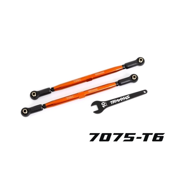 Toe links, front (tubes orange-anodized, 7075-t6 aluminum, stronger than titanium) (2) (for use with #7895 x-maxx widemaxx suspension kit)