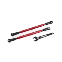 Toe links, front (TUBES red-anodized, 6061-T6 aluminum) (2) (for use with #7895 X-Maxx, WideMaxx, suspension kit)