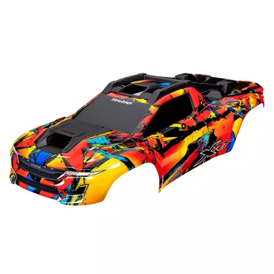 Body, XRT, Solar Flare (painted, decals applied) (assembled with front & rear body supports for clipless mounting, roof & hood skid pads)