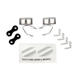 Mirrors, side, chrome (left & right)/ retainers (2)/ body clips (4)
