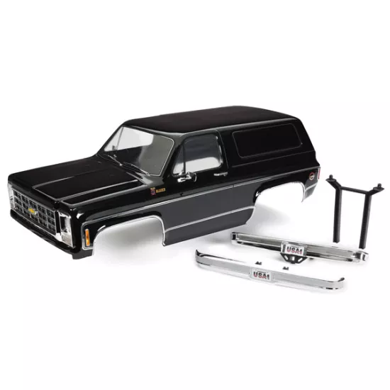 Body, Chevrolet Blazer (1979), complete (black) (includes grille, side mirrors, door handles, windshield wipers, front & rear bumpers, decals)