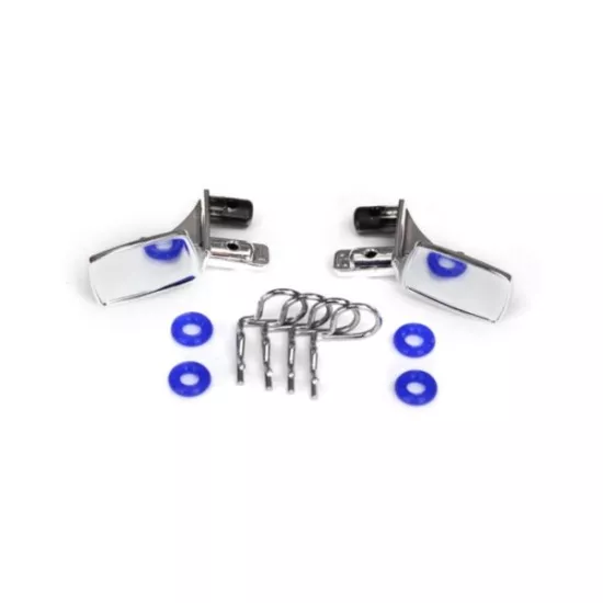 Mirrors, side, chrome (left & right)/ o-rings (4)/ body clips (4) (fits #8130 bo, TRX8133