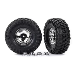 Tires & wheels, assembled, glued (2.2' chrome wheels, Canyon Trail 5.3 x 2.2' tires) (2)/ center caps (2)/ decal sheet (requires #8255A extended thread stub axle)