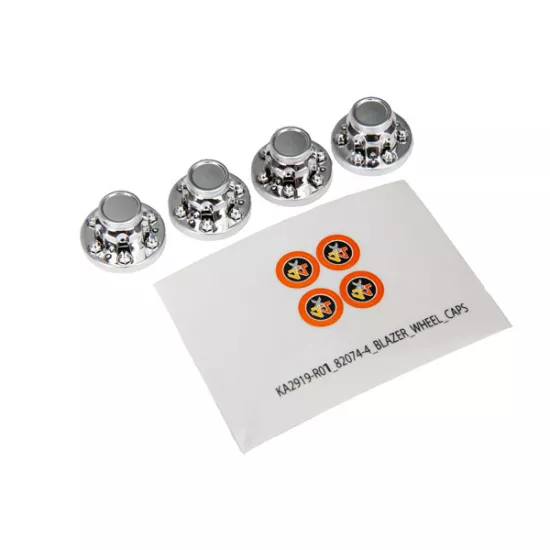 Center caps, wheel (chrome) (front (2), rear (2)) (requires #8255A extended stub axle)