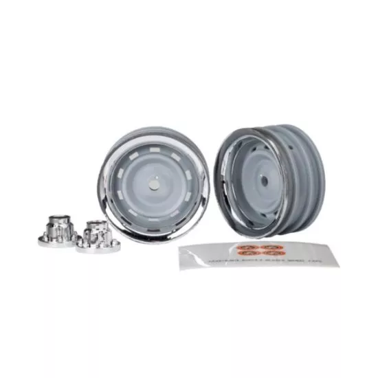 Wheels, 1.9, chrome (2)/ center caps (2)/ center caps (2)/ decal sheet (requires, TRX8165