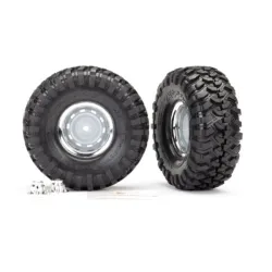 Tires and wheels, assembled, glued (1.9 chrome wheels, Canyon Trail 1.9 tires) (, TRX8166