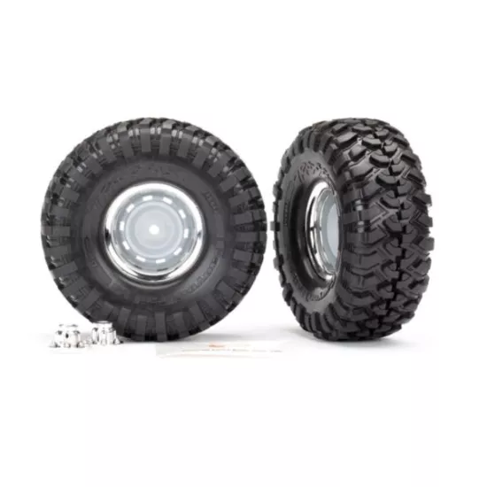 Tires and wheels, assembled, glued (1.9 chrome wheels, Canyon Trail 1.9 tires) (, TRX8166