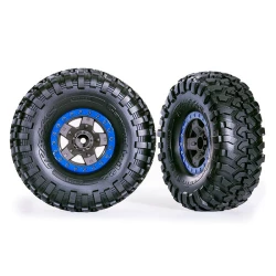 Tires & wheels, assembled, glued (TRX-4 Sport 2.2' gray, blue beadlock style wheels, Canyon Trail 5.3x2.2' tires) (2)