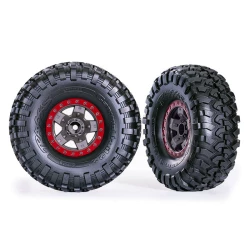 Tires & wheels, assembled, glued (TRX-4 Sport 2.2' gray, red beadlock style wheels, Canyon Trail 5.3x2.2' tires) (2)