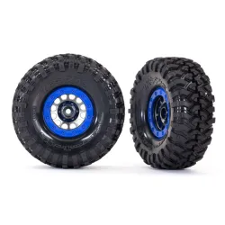 Tires and wheels, assembled, glued (Method 105 1.9' black chrome, blue beadlock style wheels, Canyon Trail 4.6x1.9' tires, foam inserts) (1 left, 1 right)
