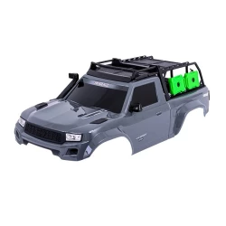 Body, TRX-4 Sport, complete, gray (painted, decals applied) (includes grille, side mirrors, door handles, windshield wipers, expedition rack, & clipless mounting) (requires #8080X inner fenders)