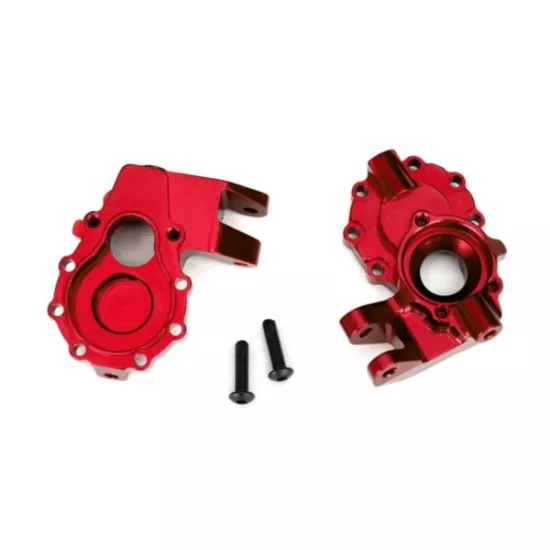 Portal housings, inner (front), 6061-T6 aluminum (red-anodized) (2)/ 3x12 BCS (2