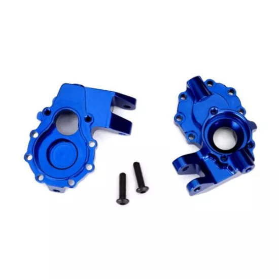 Portal housings, inner (front), 6061-T6 aluminum (blue-anodized) (2)/ 3x12 BCS (