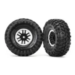 Tires and wheels, assembled, glued (TRX-4 satin beadlock wheels, Canyon Trail 1.