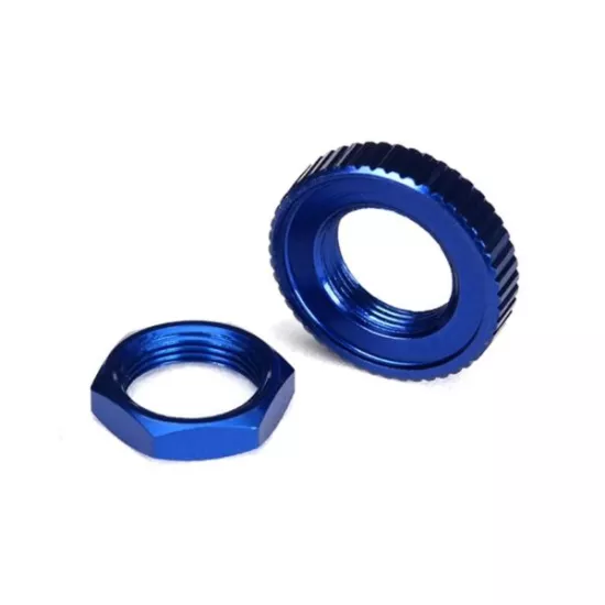 Servo saver nuts, aluminum, blue-anodized (hex (1), serrated, TRX8345