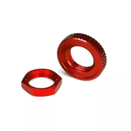 Servo saver nuts, aluminum, red-anodized (hex (1) serrated, TRX8345R