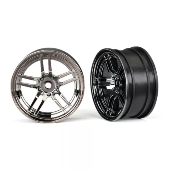 Wheels, 1.9' split-spoke (black chrome) (front) (2), TRX8371