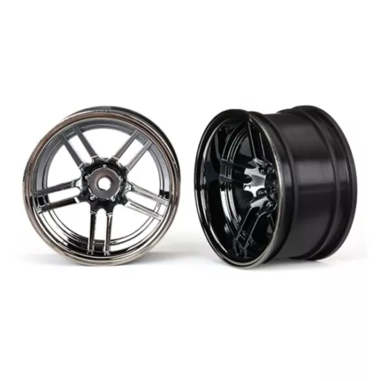 Wheels, 1.9' split-spoke (black chrome) (wide, rear) (2), TRX8372