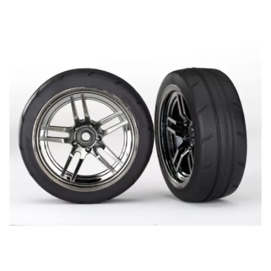 Tires and wheels, assembled, glued (split-spoke black chrome, TRX8373