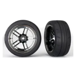 Tires and wheels, assembled, glued (split-spoke black chrome, TRX8374