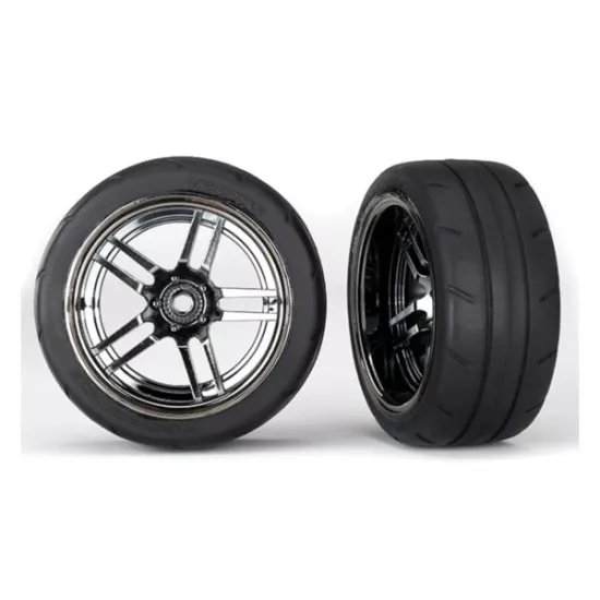Tires and wheels, assembled, glued (split-spoke black chrome, TRX8374