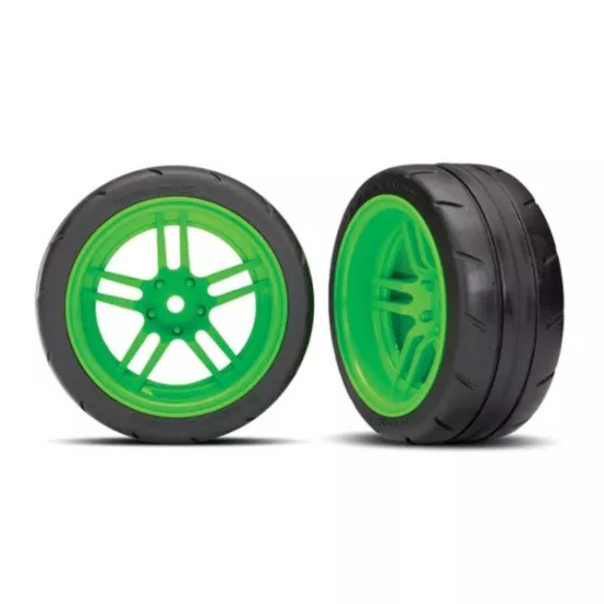 Tires and wheels, assembled, glued (split-spoke green VXL, TRX8374G