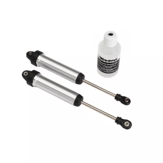 Shocks, GTR, 134mm, silver aluminum (fully assembled w/o springs) (front, no thr