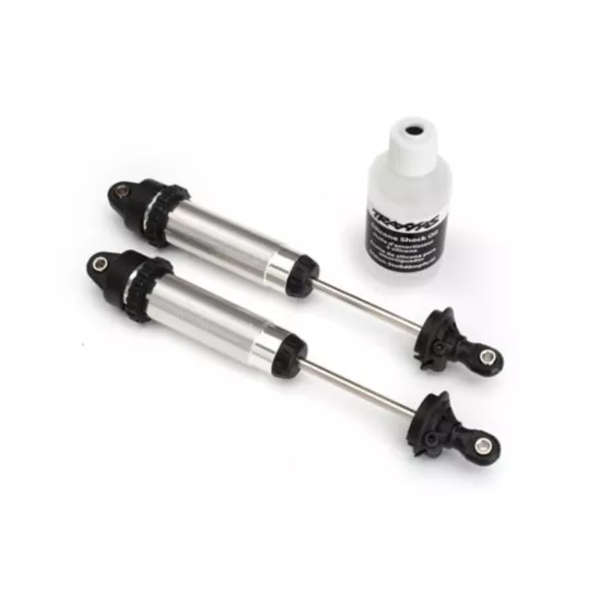 Shocks, GTR, 139mm, silver aluminum (fully assembled w/o springs) (rear, threade