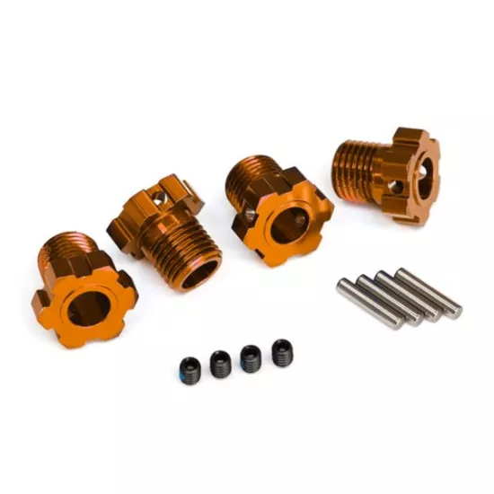 Wheel hubs, splined, 17mm (orange-anodized) (4)/ 4x5 GS (4)/ 3x14mm pin (4)