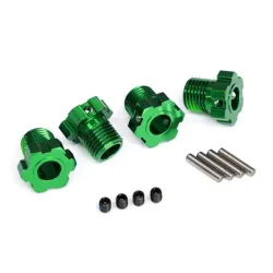 Wheel hubs, splined, 17mm (green-anodized) (4)/ 4x5 GS (4), 3x14mm pin (4)