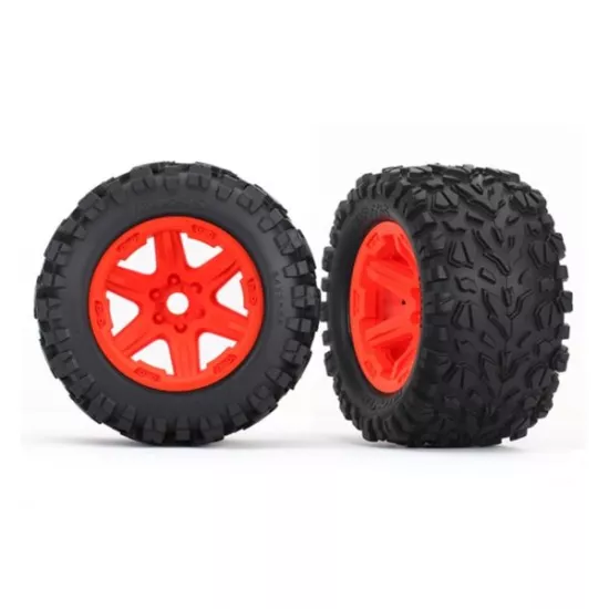 Tires & wheels, assembled, glued (orange wheels, Talon EXT tires, foam inserts)