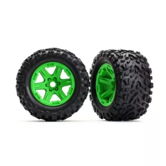 Tires & wheels, assembled, glued (green wheels, Talon EXT tires, foam inserts) (