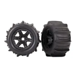 Tires & wheels, assembled, glued (black 3.8' wheels, paddle tires, foam inserts)