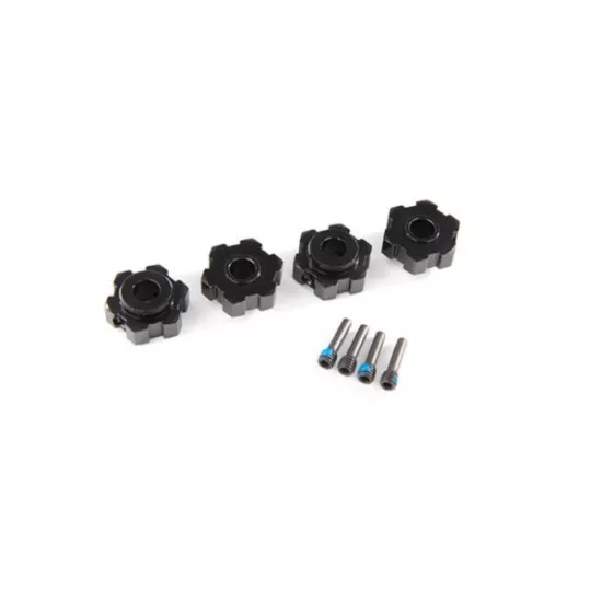 Wiel meenemers, hex, aluminium (zwart geanodiseerd) (4) / 4x13mm schroefpennen (4)