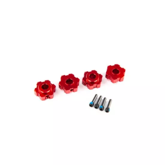 Wheel hubs, hex, aluminum (red-anodized) (4)/ 4x13mm screw pins (4)