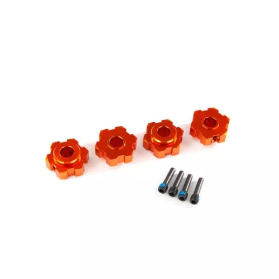 Wheel hubs, hex, aluminum (orange-anodized) (4)/ 4x13mm screw pins (4)