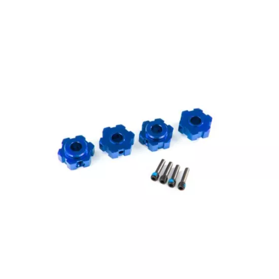 Wheel hubs, hex, aluminum (blue-anodized) (4)/ 4x13mm screw pins (4)