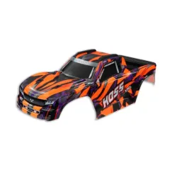 Body, Hoss 4X4 VXL, orange/ window, grille, lights decal sheet (assembled with front & rear body mounts and rear body support for clipless mounting)