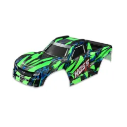 Body, Hoss 4X4 VXL, green/ window, grille, lights decal sheet (assembled with front & rear body mounts and rear body support for clipless mounting)