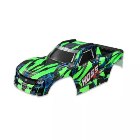 Body, Hoss 4X4 VXL, green/ window, grille, lights decal sheet (assembled with front & rear body mounts and rear body support for clipless mounting)