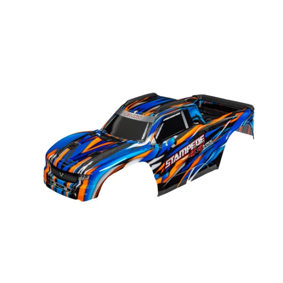 Body, Stampede 4X4 VXL, orange (painted, decals applied) (assembled with front & rear body mounts and rear body support for clipless mounting)